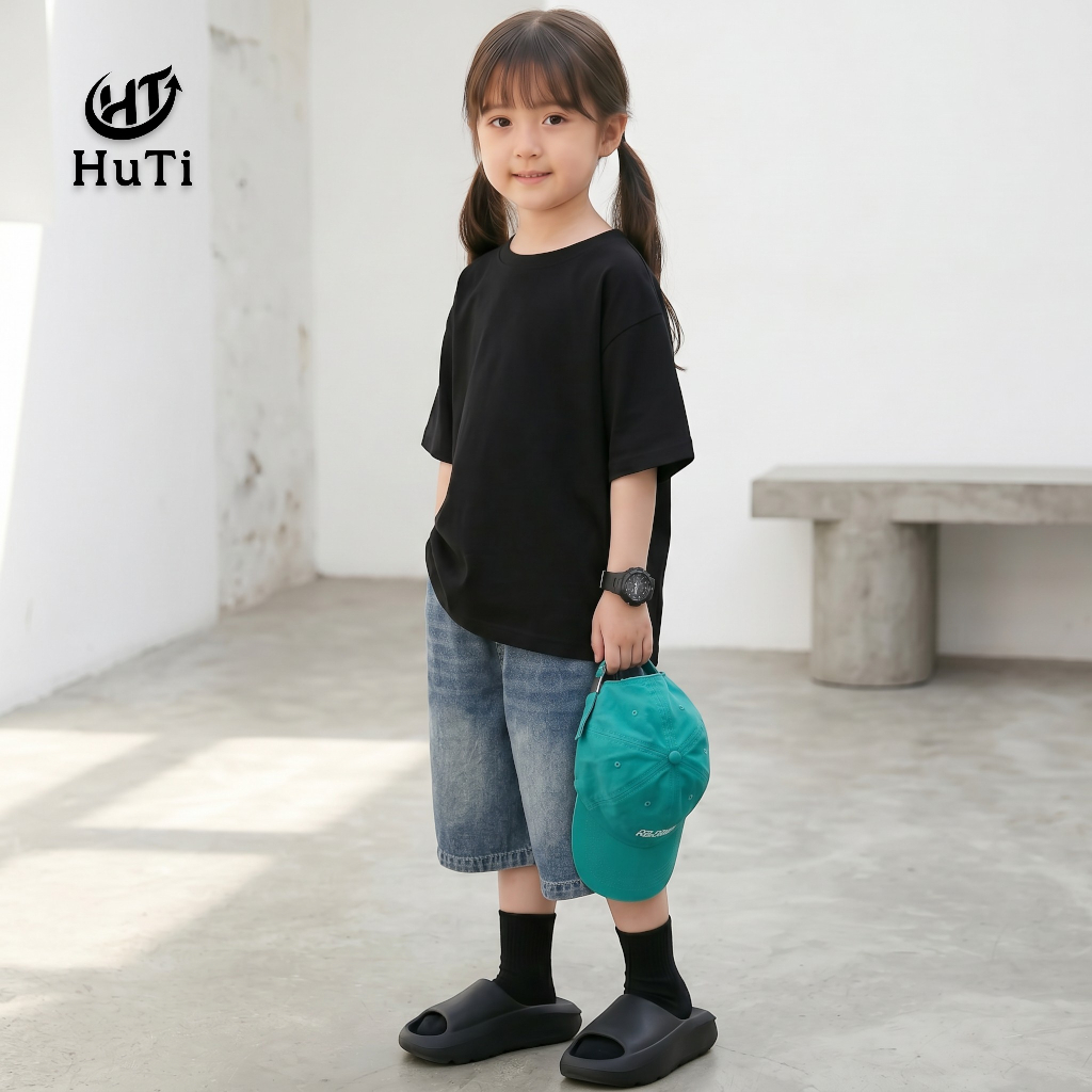 Quần Short Jeans Cho Bé HuTi Kids - Quần Đùi Lửng Chất Jean Mềm Mại, Thoải Mái, Đủ Size 80-140