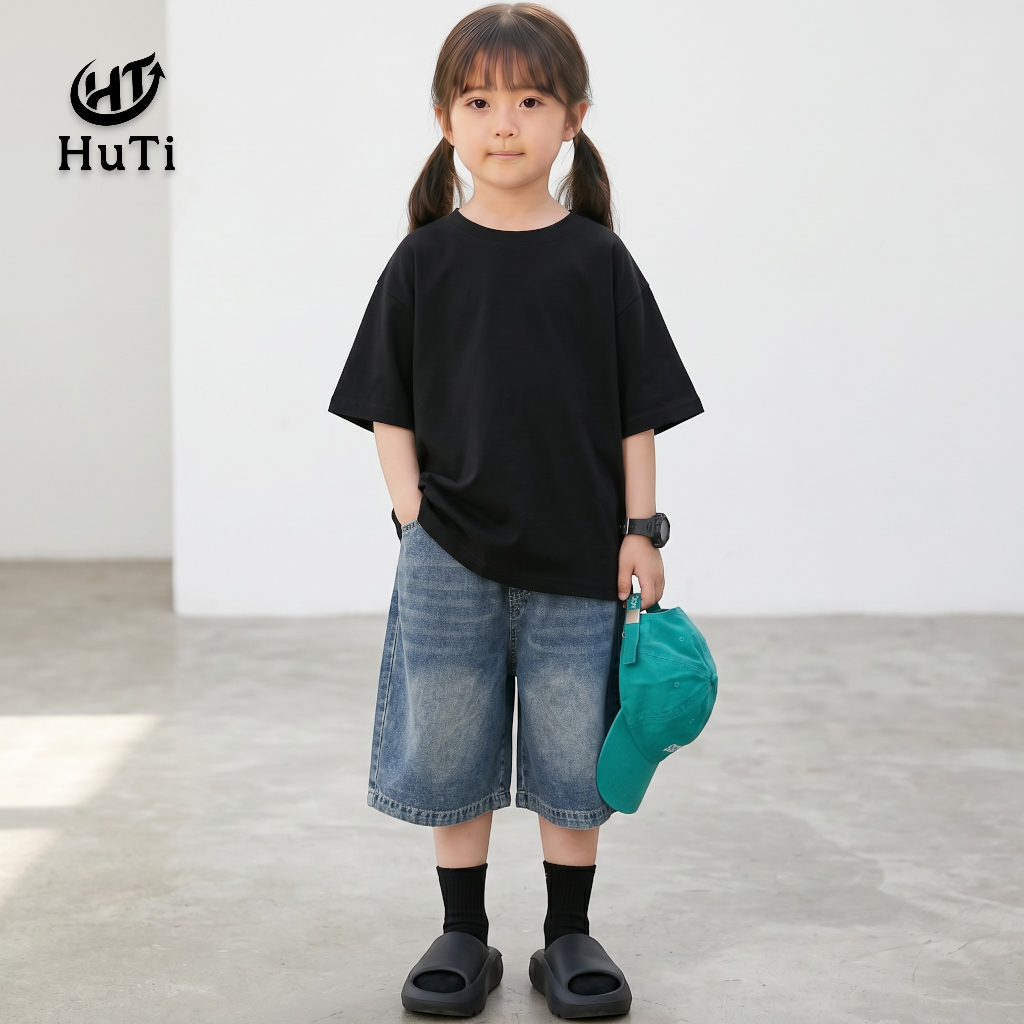 Quần Short Jeans Cho Bé HuTi Kids - Quần Đùi Lửng Chất Jean Mềm Mại, Thoải Mái, Đủ Size 80-140