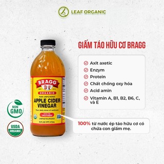 Giấm Táo Hữu Cơ Bragg chai 946ml chứa con giấm mẹ