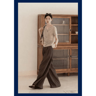 Áo Thun Nữ Cổ V Chéo Ôm Body, Xếp Ly Thời Trang Co Giãn 4 Chiều - TL 002