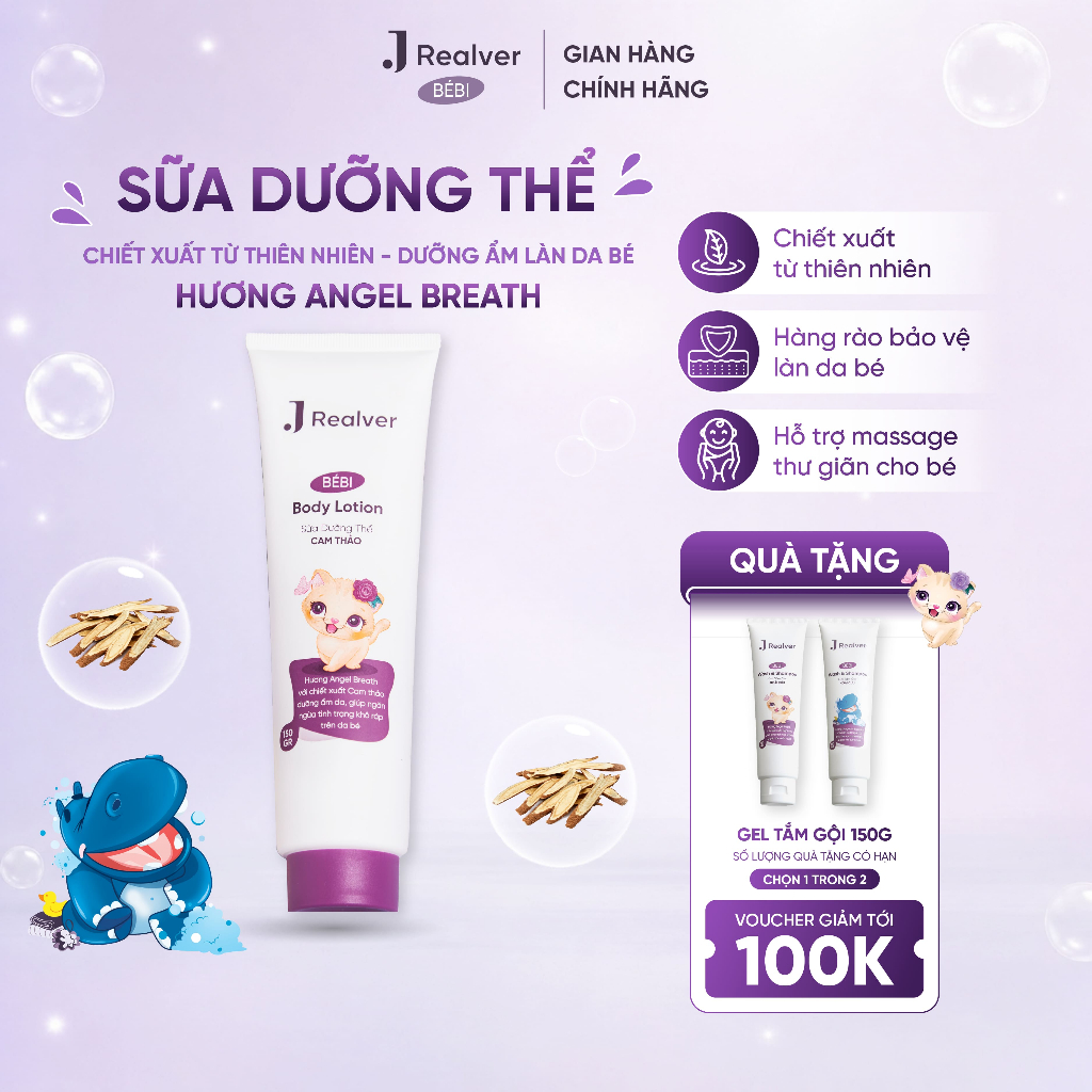 Sữa dưỡng thể cho bé - BÉBI hương Angel Breath 150g - Chiết xuất Cam thảo dưỡng ẩm sâu, thư giãn, an toàn cho da