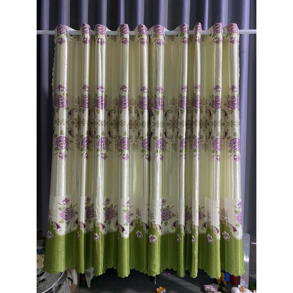 1 TẤM GẤM PHI BÓNG XANH LÁ 2 MĂT 2 MÀU CHƯA CÓ CÂY TREO - TREO 1 TẤM MUA 1 TẤM _TREO 2 TẤM MUA 2 TẤM RÈM CỬA VIỆT HÀN