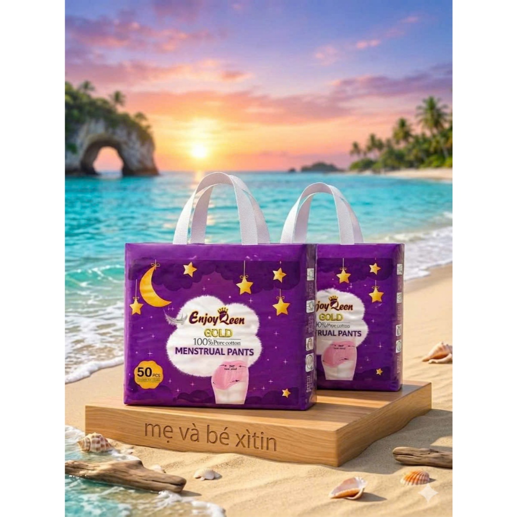 Combo 2 bịch 100 miếng Băng Vệ Sinh Dạng Quần Enjoy Queen Có Che Tên  vừa từ 40kg đến 80 kg