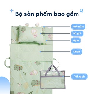 Bộ 5 Món Tấm Trải, Chăn, Gối Cho Bé Đi Học Mầm Non, Tiểu Học NIN House | Visco, Cooing Fabric | Mát Lạnh, Êm Ái.