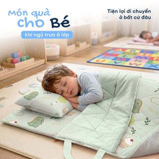 Bộ 5 Món Tấm Trải, Chăn, Gối Cho Bé Đi Học Mầm Non, Tiểu Học NIN House | Visco, Cooing Fabric | Mát Lạnh, Êm Ái.