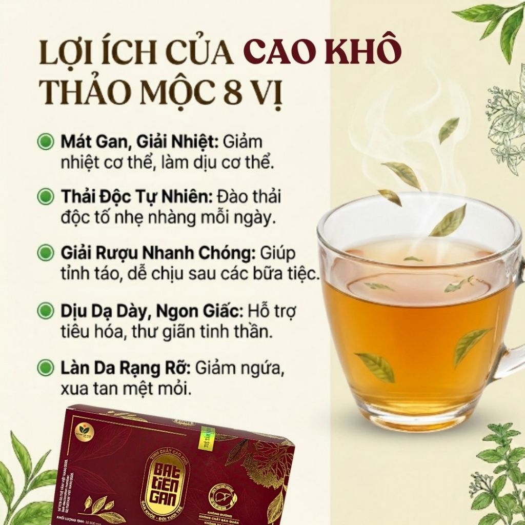 Tinh Chất Cao Khô Bát Tiên Gan Đậm Đặc, Có Cà Gai Leo Xạ Đen Mát Gan Thanh Nhiệt Thải Độc Cơ Thể