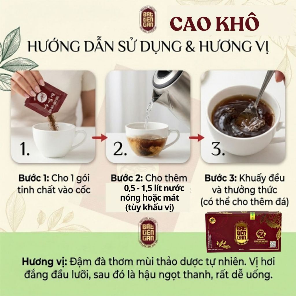 Tinh Chất Cao Khô Bát Tiên Gan Đậm Đặc, Có Cà Gai Leo Xạ Đen Mát Gan Thanh Nhiệt Thải Độc Cơ Thể