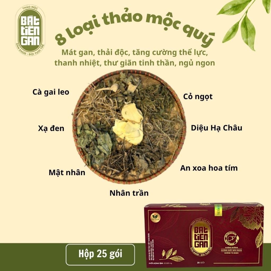 Tinh Chất Cao Khô Bát Tiên Gan Đậm Đặc, Có Cà Gai Leo Xạ Đen Mát Gan Thanh Nhiệt Thải Độc Cơ Thể