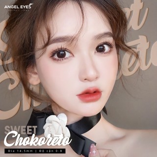 Kính Giãn Tròng Màu Nâu Choco Angel Eyes Chokoreto (0 - 8 Độ) - Lens Mắt Màu Nâu Tự Nhiên Giãn To 14.5mm Cao Cấp