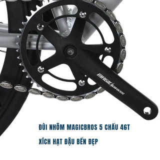 Xe Đạp Fixed Gear MAGICBROS CX5 PLUS Khung Nhôm Vành Nhôm 4cm Hub Siêu Trớn 32 Lỗ