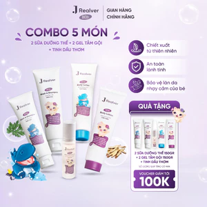 Combo 5 món chăm sóc bé siêu tiết kiệm - 2 Gel tắm gội, 2 Sữa dưỡng thể 150g & Tinh dầu thơm 9ml