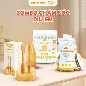 Combo Chăm Sóc Dịu Êm EMOON - Tăm Bông, Que Rơ Lưỡi, Rơ Lưỡi Silicon Cho Trẻ Sơ Sinh