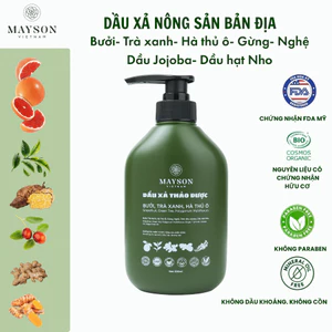 Dầu xả thảo dược Bưởi- Hà thủ ô -Trà xanh - Gừng dưỡng tóc mềm mượt, giảm gãy rụng MaySon 500ml