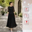 Đầm liền thân công sở HELEN thiết kế dáng xòe màu đen đính hoa eo DL443