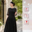 Đầm liền thân công sở HELEN thiết kế dáng xòe màu đen đính hoa eo DL443