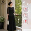 Đầm liền thân công sở HELEN thiết kế dáng xòe màu đen đính hoa eo DL443