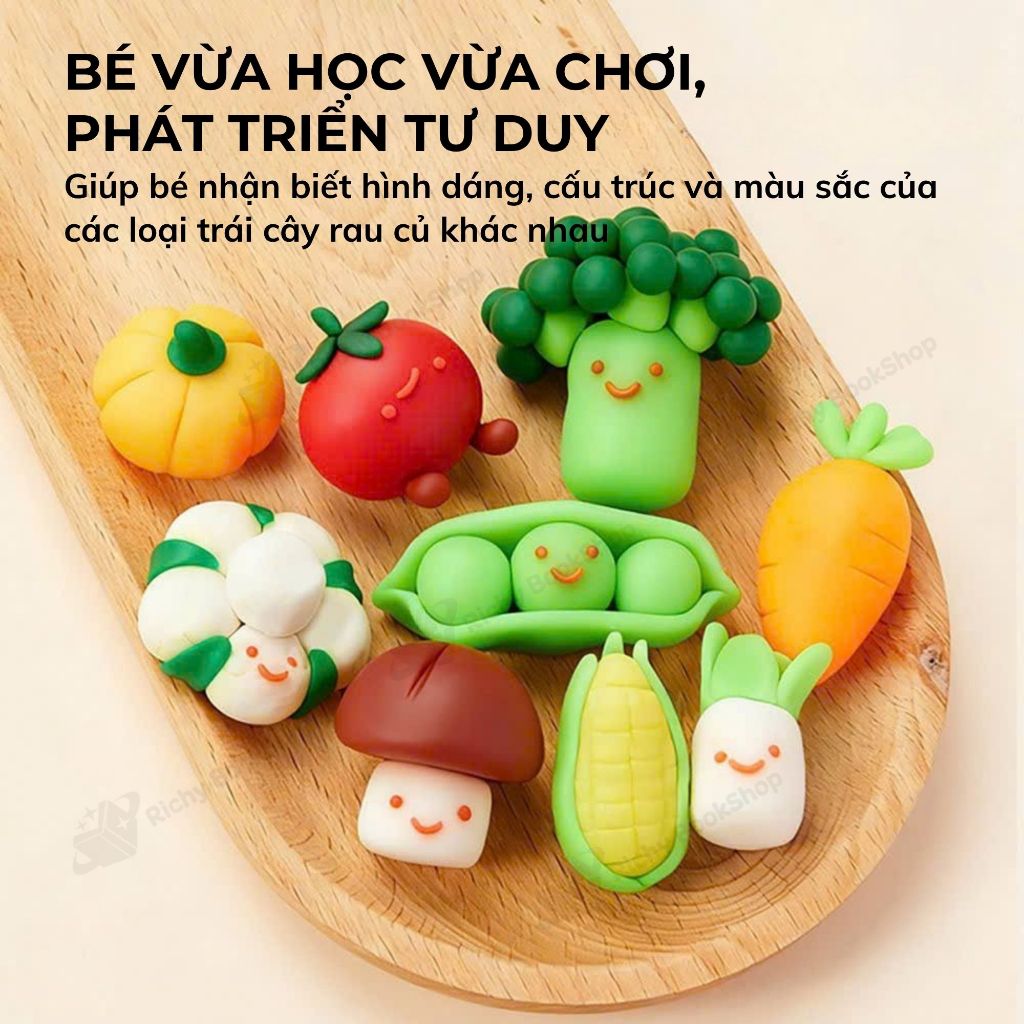 Đất nặn hữu cơ Mideer Mellow Dough an toàn cho bé - Đồ Chơi Đất Sét Chủ Đề Rau Củ Quả
