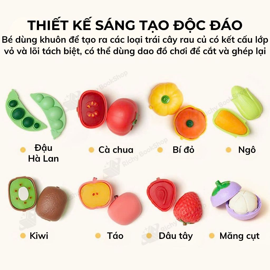 Đất nặn hữu cơ Mideer Mellow Dough an toàn cho bé - Đồ Chơi Đất Sét Chủ Đề Rau Củ Quả