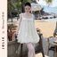 Váy Babydoll Hai Dây Phối Nơ Ngực Dáng Xòe Gấm Nổi Cao Cấp Jolie