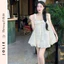 Váy Babydoll Hai Dây Phối Nơ Ngực Dáng Xòe Gấm Nổi Cao Cấp Jolie