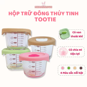 Hộp Trữ Ăn Dặm Thủy Tinh Có Vạch Chia, Trữ Đông Thuỷ Tinh An Toàn Cho Bé Dễ Vệ Sinh