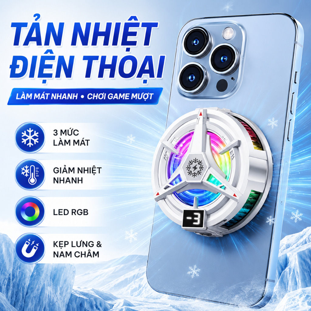 Quạt Cầm Tay Quạt Tích Điện Tản Nhiệt Bán Dẫn AI Thông Minh Chống Nóng Điện Thoại Tablet Khuyến Mãi