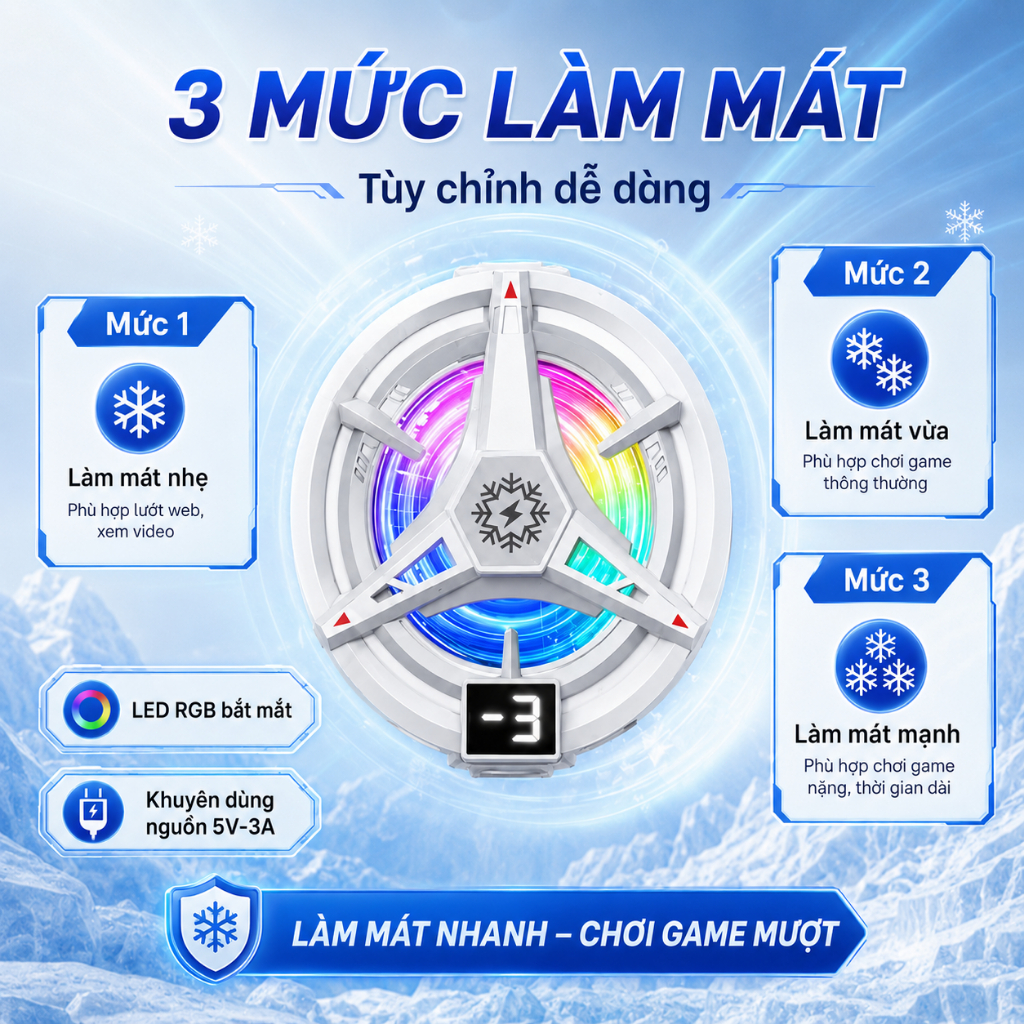 Quạt Cầm Tay Quạt Tích Điện Tản Nhiệt Bán Dẫn AI Thông Minh Chống Nóng Điện Thoại Tablet Khuyến Mãi