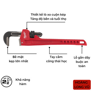 Mỏ lết răng 18" Milwaukee 48-22-7118 | Mỏ lếch cờ lê vặn mở ốc, ống nước , thép cao cấp chống rỉ