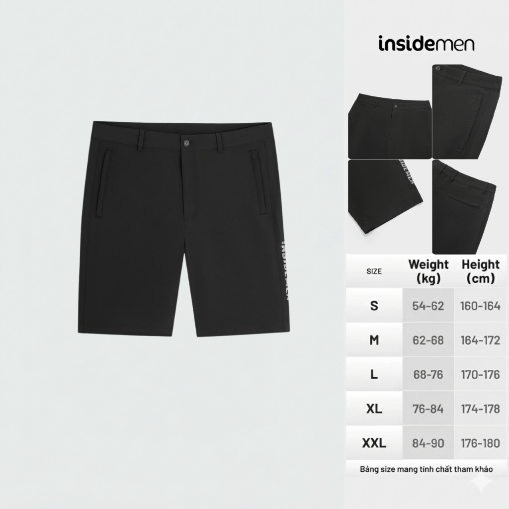Quần Short Thể Thao Nam Insidemen vải polyester co giãn, dáng suông thoải mái ISO056AS2