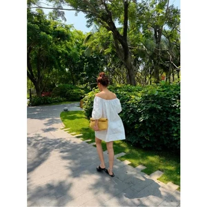 𝗟𝗶𝗻𝗱𝗮 𝗗𝗿𝗲𝘀𝘀- Váy Linen trễ vai tay phồng