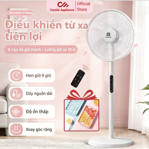 Quạt Cây Thông Minh 7 Cánh Qcooker, Quạt Cây Đứng Tiết Kiệm Điện Điều Khiển Từ Xa, 8 Chế Độ Gió Mát Lạnh