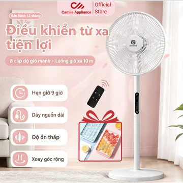 Quạt Cây Thông Minh 7 Cánh Qcooker, Quạt Cây Đứng Tiết Kiệm Điện Điều Khiển Từ Xa, 8 Chế Độ Gió Mát Lạnh