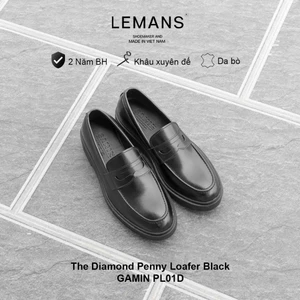 Giày da bò Penny Loafer LEMANS nam màu đen PL01D.1 - đế thơm tăng cao 4cm, Bảo hành 24 tháng