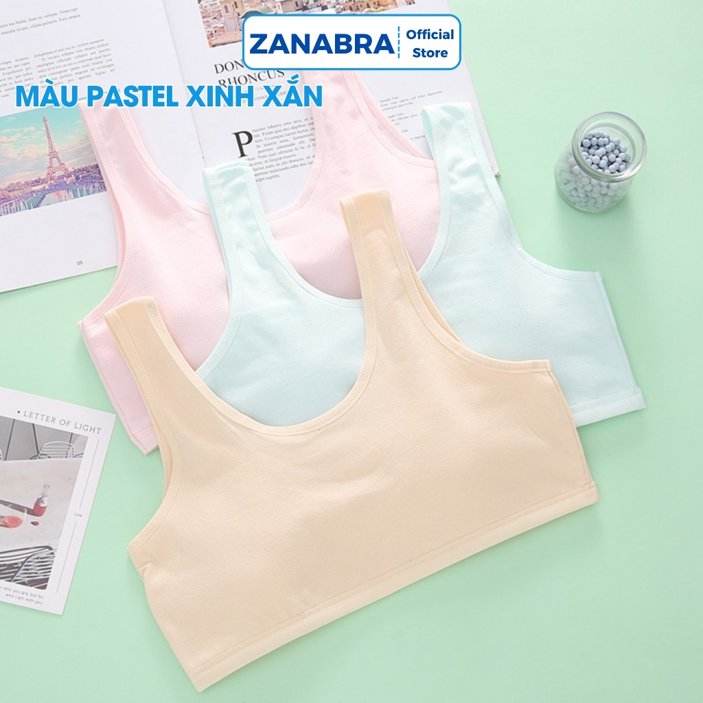 Áo Lót Học Sinh Nữ Chất Cotton Mềm Mại – Áo Lá Bé Gái Thoáng Mát Co Giãn 4 Chiều ZANABRA B508
