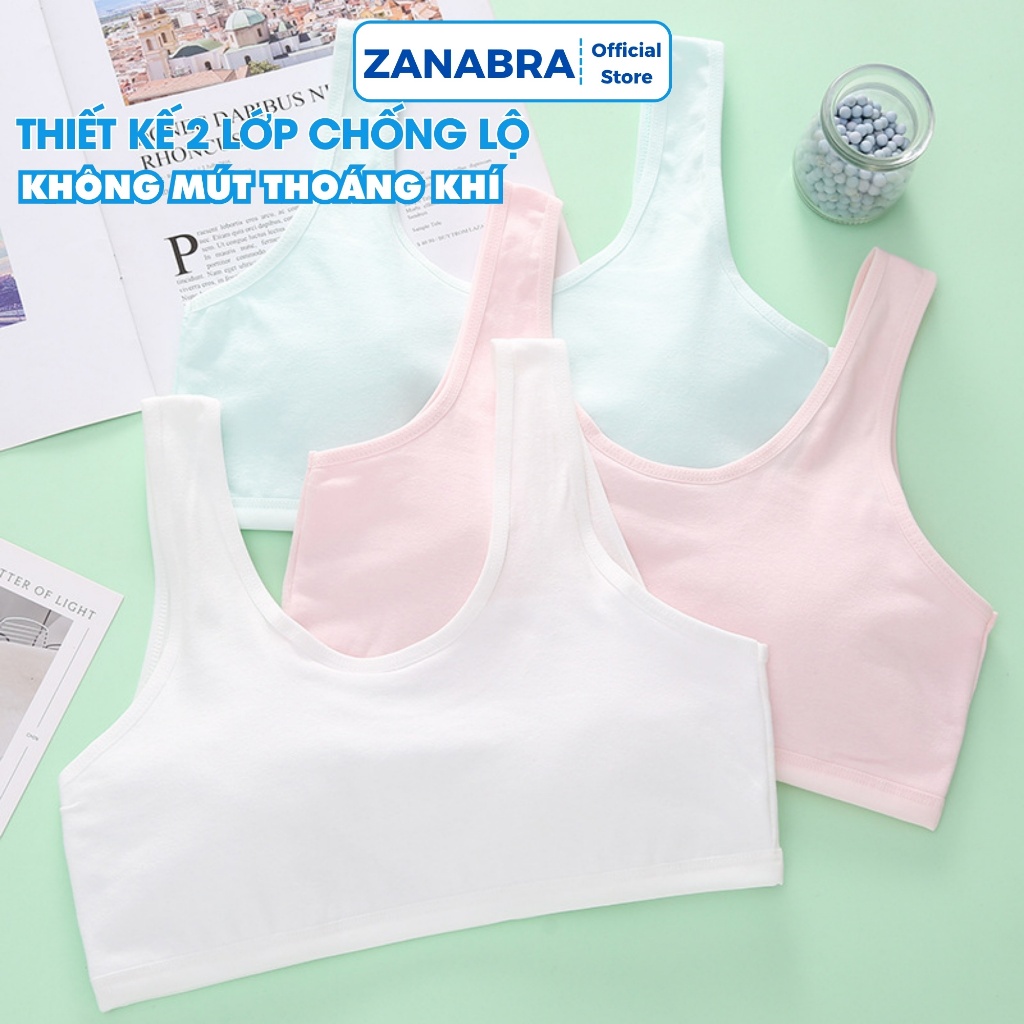 Áo Lót Học Sinh Nữ Chất Cotton Mềm Mại – Áo Lá Bé Gái Thoáng Mát Co Giãn 4 Chiều ZANABRA B508