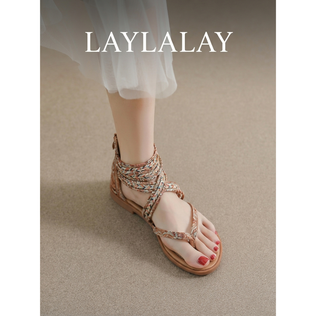 [Chính hãng] Giày sandal chiến binh nữ boho XIANGLV thổ cẩm basic 2cm, sandal nữ xỏ ngón, giày dây LAL02- Laylalay.n