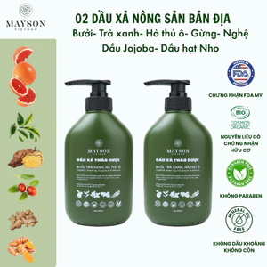02 dầu xả thảo dược Bưởi - Hà thủ ô - Trà xanh - Gừng giảm rụng, phục hồi tóc MaySon