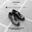 Giày Oxford không dây nam LEMANS màu đen OF02.1 - Da Bò, Đế cao su thơm 4cm, Bảo hành 24 tháng