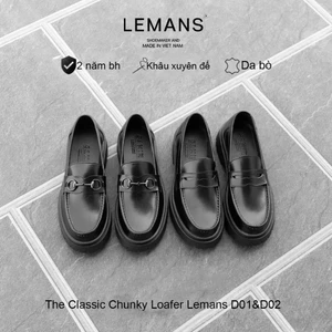 Giày nam Chunky PENNY LOAFER Black LEMANS 02 Phiên Bản - Đế cao su thơm 5cm - Da bò - BH 24T