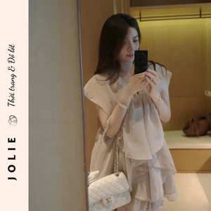 Váy Thiết Kế Tơ Tầng Phối Bèo Dáng Xòe Công Chúa Cao Cấp Jolie