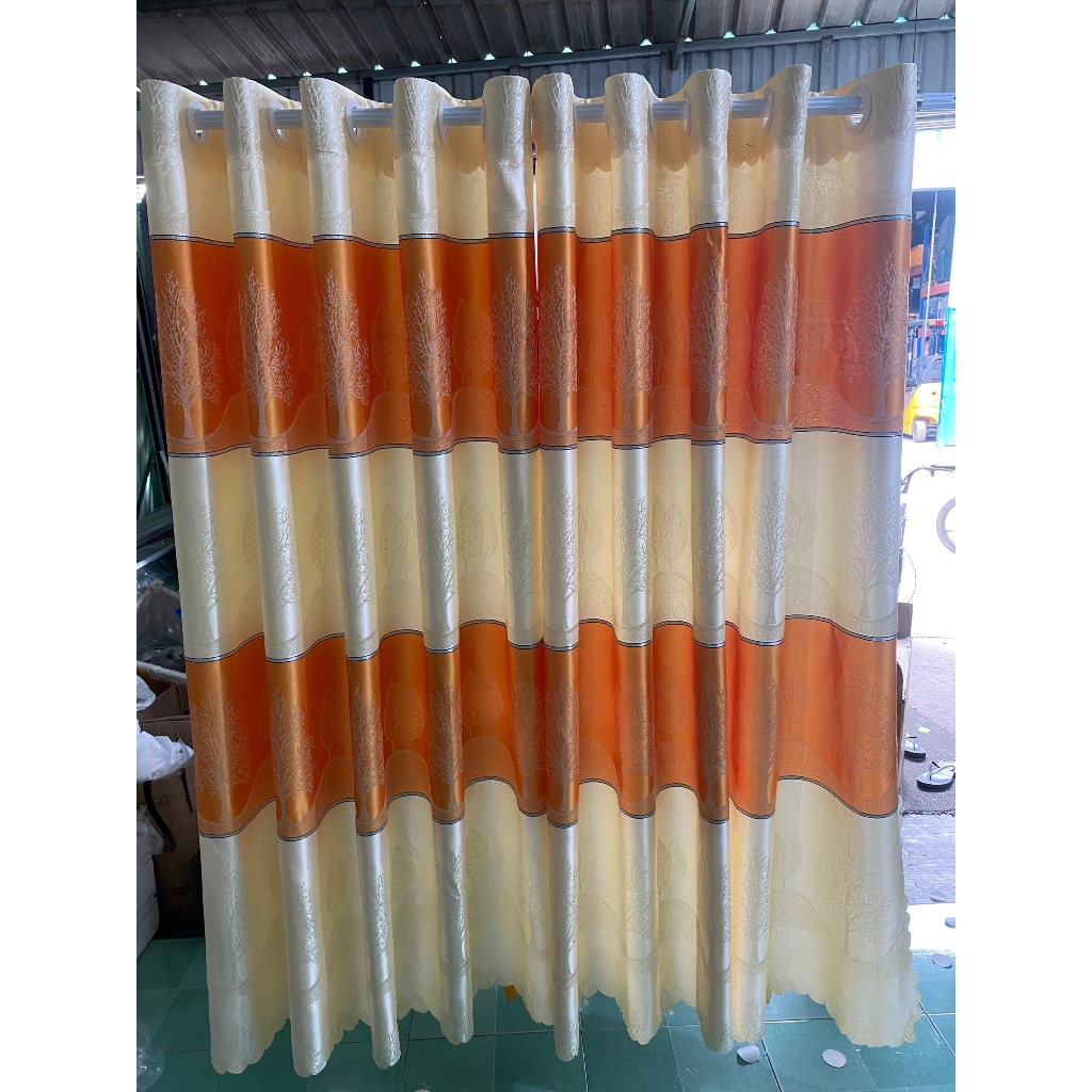 1 TẤM GẤM HOA VĂN MÀU VÀNG CÂY THÔNG  CHƯA CÓ CÂY TREO - TREO 1 TẤM MUA 1 TẤM _TREO 2 TẤM MUA 2 TẤM RÈM CỬA VIỆT HÀN