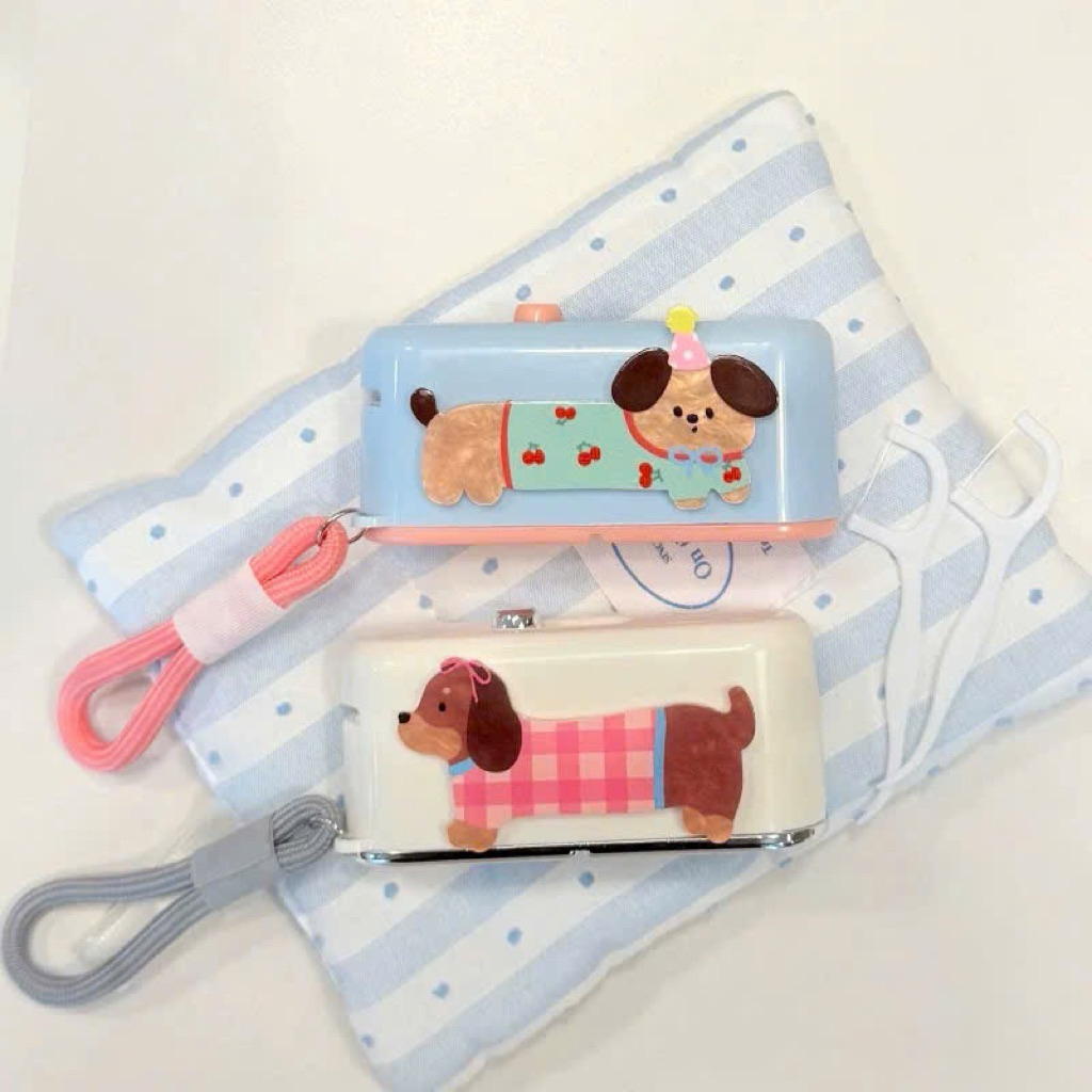 Hộp đựng tăm chỉ mini bỏ túi hoạ tiết hoạt hình tiện lợi