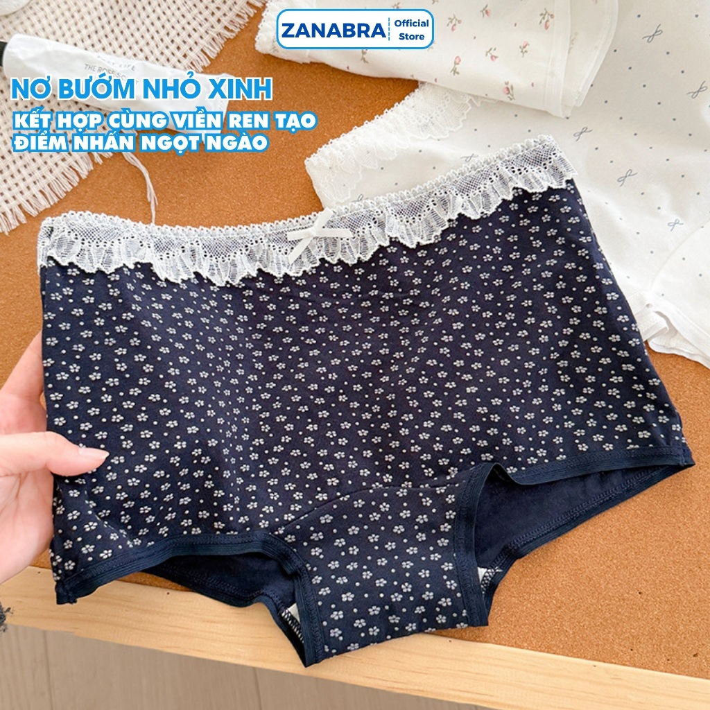 Combo Quần Lót Nữ Cotton Lưng Phối Ren Mềm Mịn, Quần Lót Nữ Form Ôm Không Lộ Viền ZANABRA L5522