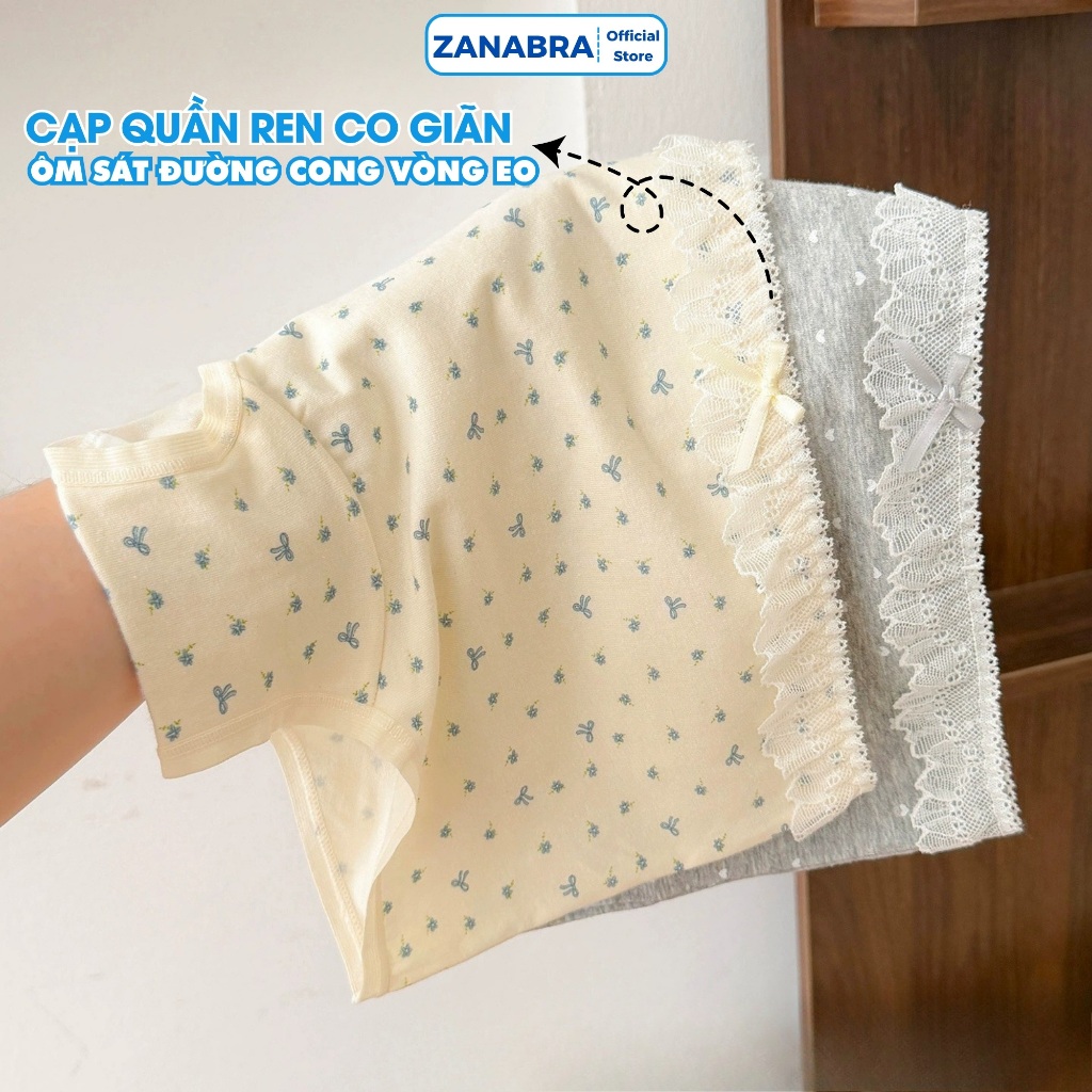 Combo Quần Lót Nữ Cotton Lưng Phối Ren Mềm Mịn, Quần Lót Nữ Form Ôm Không Lộ Viền ZANABRA L5522