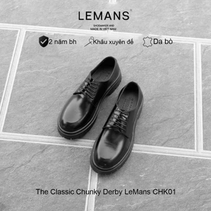 Giày nam da bò cao cấp The Classic Chunky Derby LeMans, đế chunky cao 5cm bảo hành 24 tháng