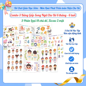 Bảng Gấp Thông Thái Ziczac 300+ Song Ngữ Anh Việt: Nghề Nghiệp, Cảm Xúc, Con Vật, Hình Khối, Màu Sắc