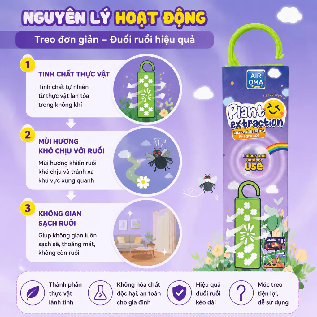 🪰Đuổi côn trùng 24h🪰 Treo đuổi ruồi, ruồi nhỏ, côn trùng bay, hương thảo mộc tự nhiên, dùng trong nhà tiện lợi an toàn