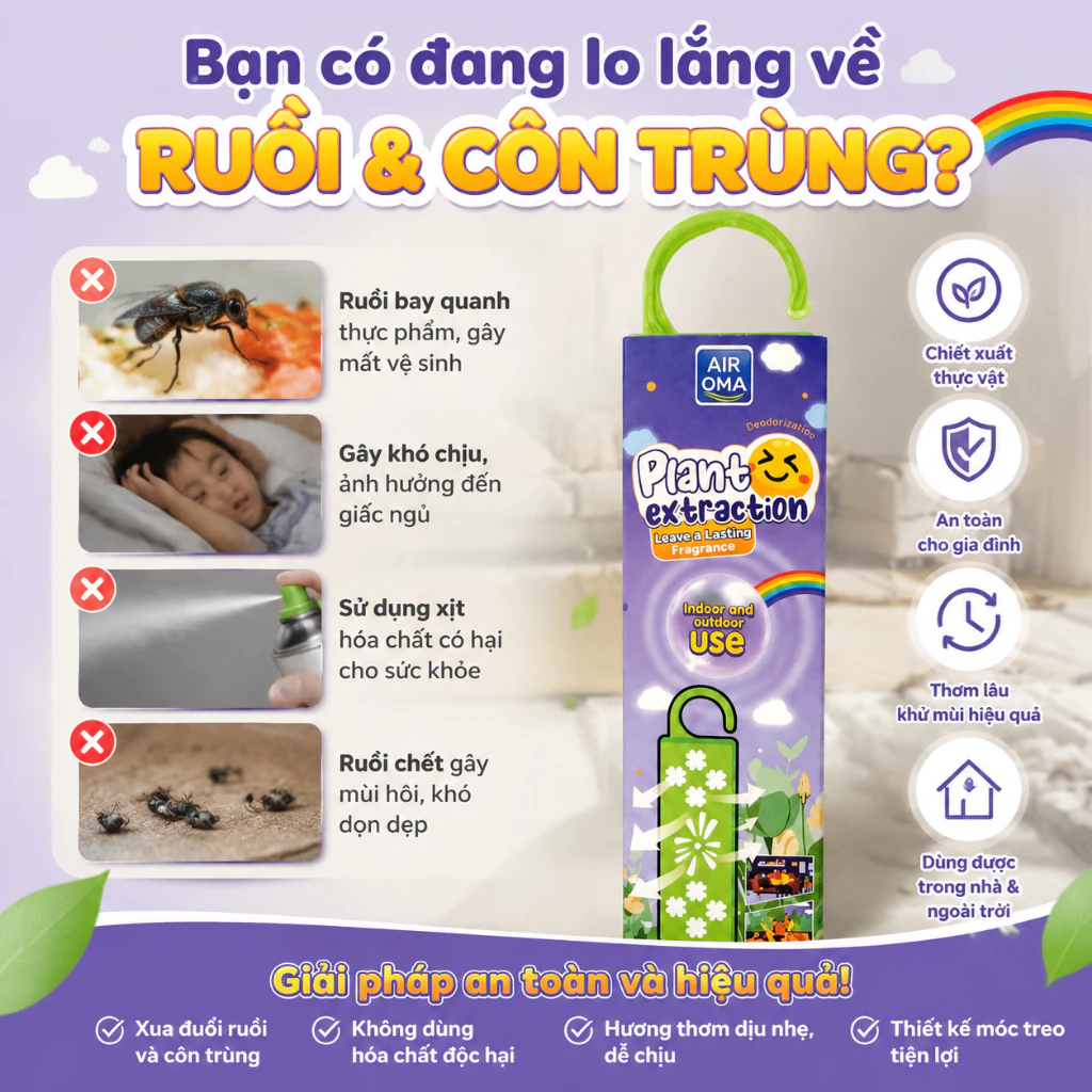 🪰Đuổi ruồi tức thì🪰 Treo đuổi ruồi, ruồi nhỏ, côn trùng bay, hương thảo mộc tự nhiên, dùng trong nhà tiện lợi an toàn