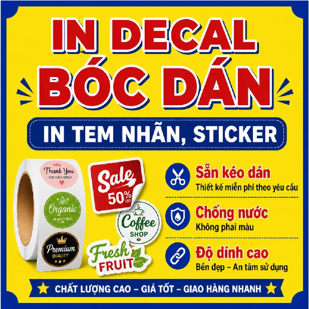 Decal xe theo yêu cầu, keo chất lượng, chống nước, thiết kế miễn phí.