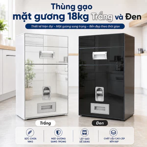 Thùng gạo mặt gương cao cấp màu Trắng và Đen